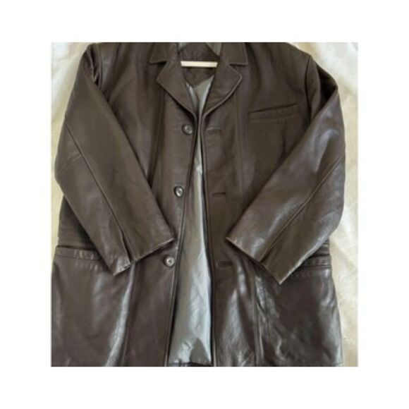 Vintage Genuine Leather Coat Oversized Unisex Fit - Picture 1 of 10